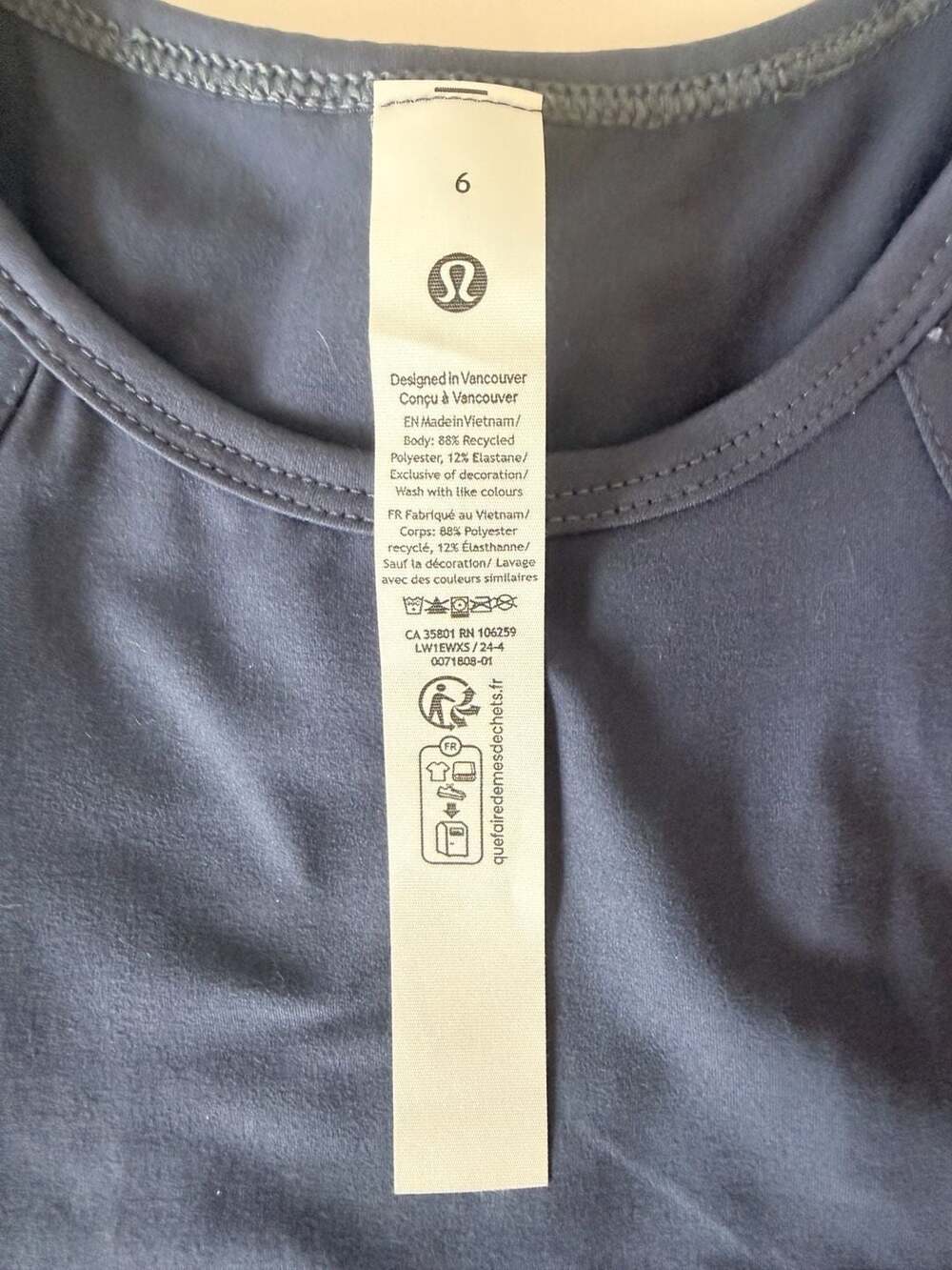 lululemon athletica Navy Blue Cropped Tank Top - Picture 3 of 4